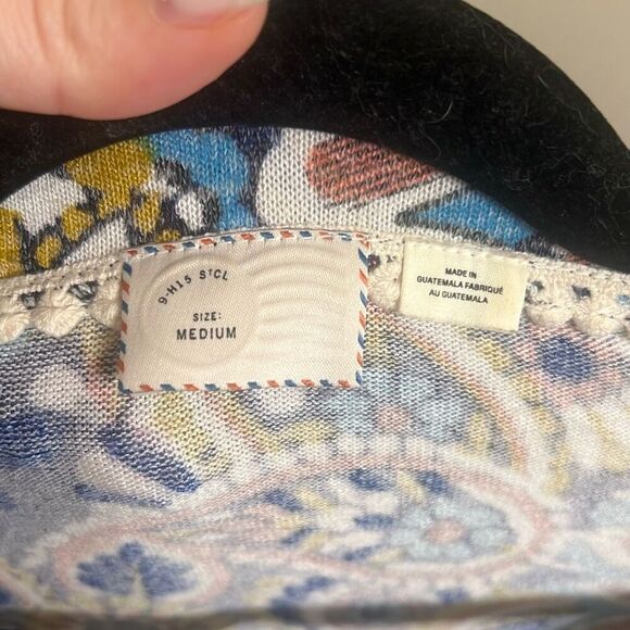✨ANTHROPOLOGIE Top Jacaranda Draped Neckline Floral Sz Medium ✨ - Picture 8 of 9